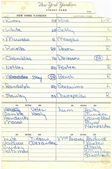 1976 World Series New York Yankees Lineup Card For Game 2 on 10/17/1976